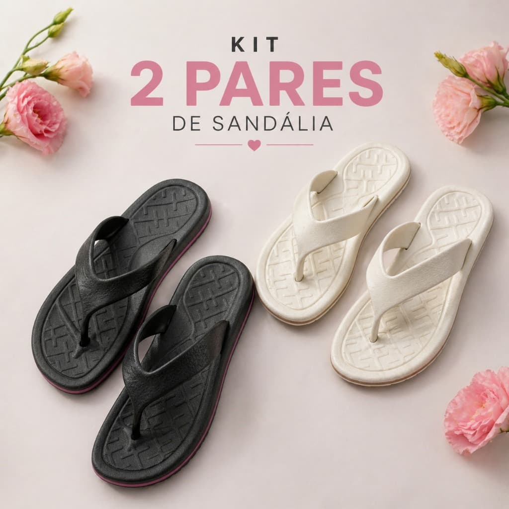 Kit 2 Pares Chinelo Feminino Casual Antiderrapante Com Estilo
