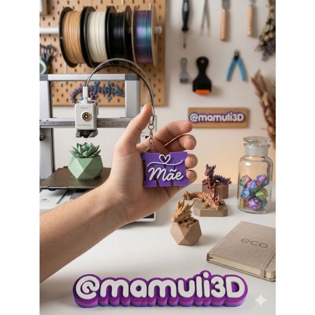 Chaveiro com escrita Mãe/presente/mãe/chaveiro/3d/lembrancinha