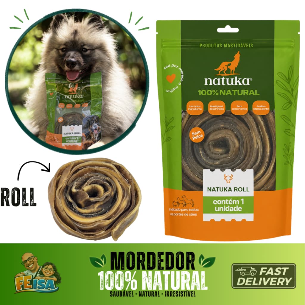 Mordedor 100% Natural Roll Natuka pet cachorro