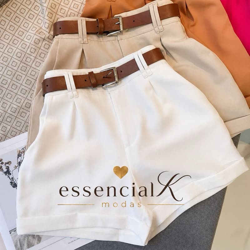 Short Alfaiataria Feminino Cintura Alta Com Cinto Com Bolso Do P ao GG PROMOÇÃO ENVIO IMEDIATO