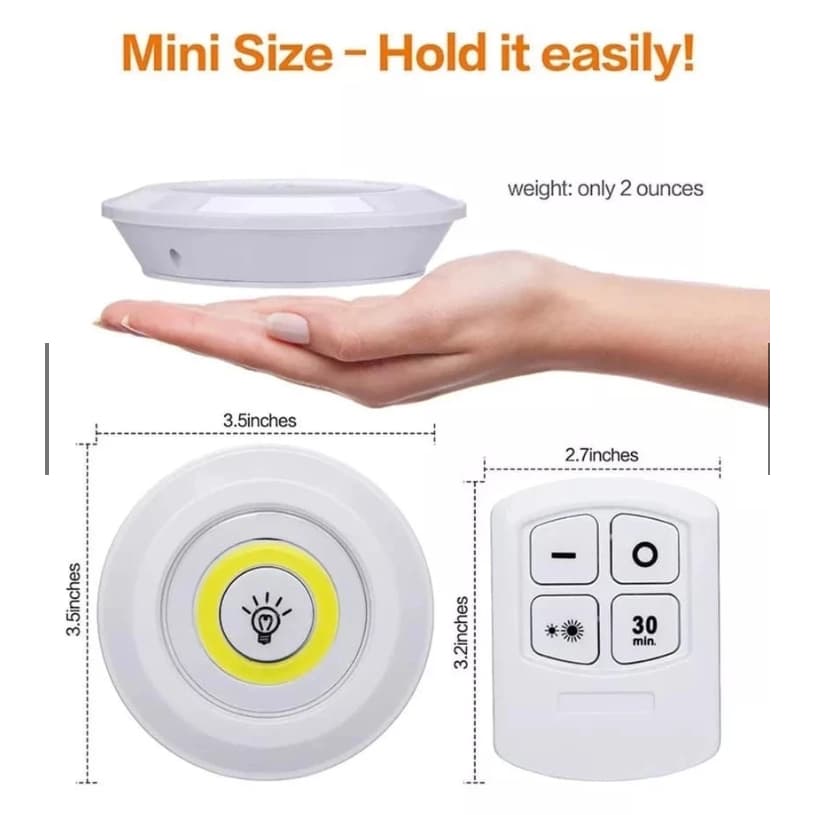 3PCS Luminária Kit 3 Lâmpada Led Spot Sem Fio Controle Remoto Lâmpada Led Sem Fio