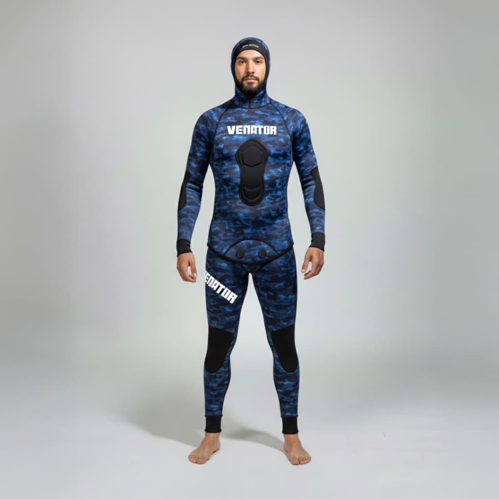 Conjunto Calça + Jaqueta Neoprene 3mm Pesca Sub Dive 3mm Motion Venator - Camo Blue
