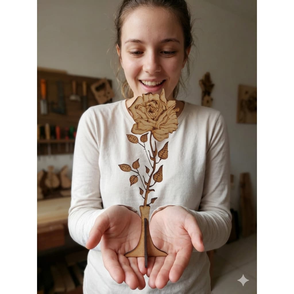 Rosa Delicada em MDF - Decoração e Presente Exclusivo