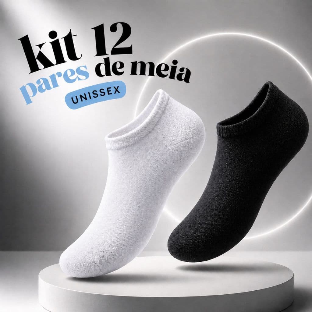 Kit 3 6 12 18 Pares Meia Soquete Unissex Cano Curto Algodão Confortável Respirável Máximo Conforto