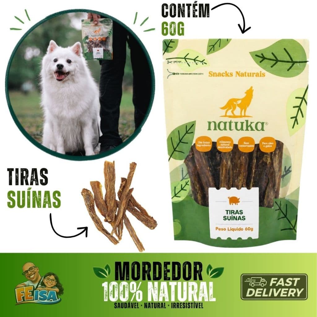 Mordedor 100% natural natuka tiras Suinas pet cachorro