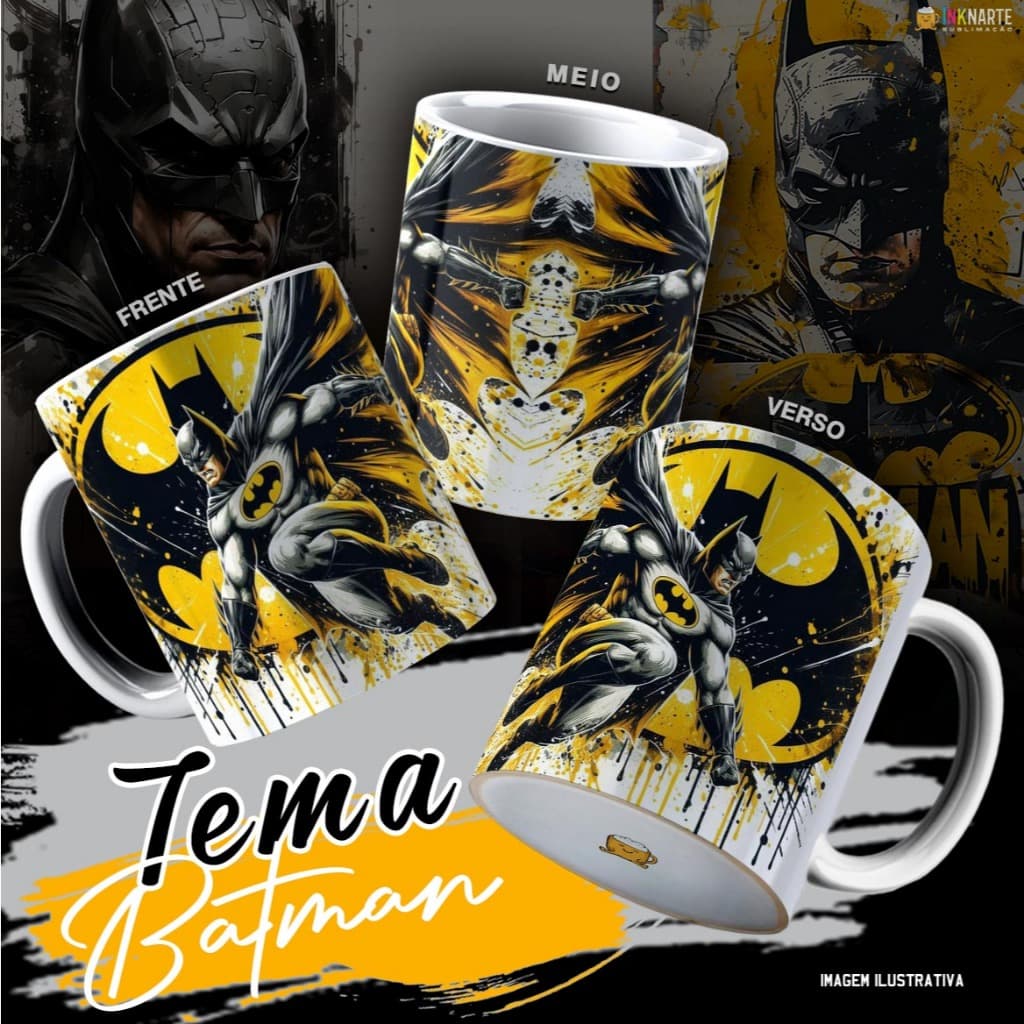 Caneca Batman 325ml Cerâmica | Caneca Cavaleiro das Trevas DC Presente Geek