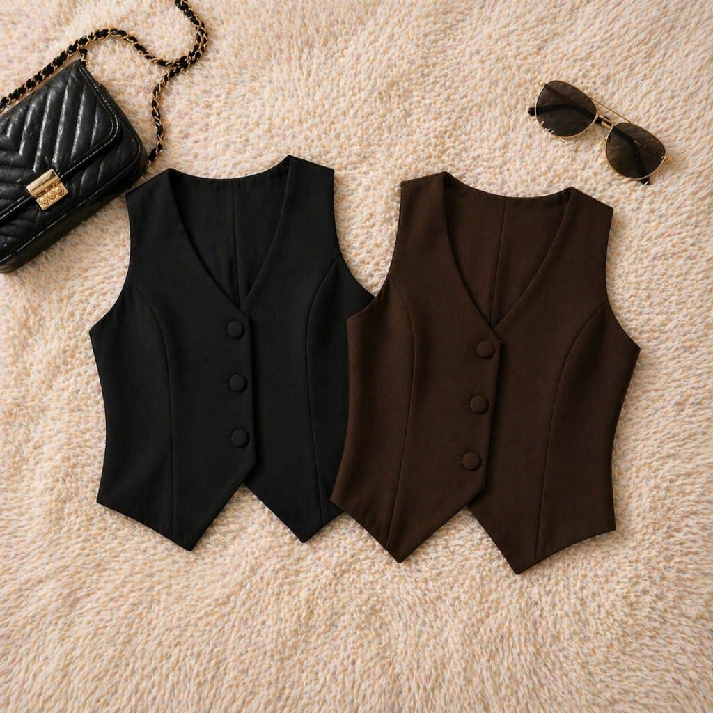 Kit 2 Colete Alfaiataria Feminino Casual 3 Botões