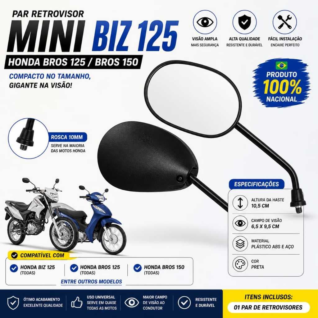 Retrovisor Moto Motoboy Biz Honda Original Mini Titan 125