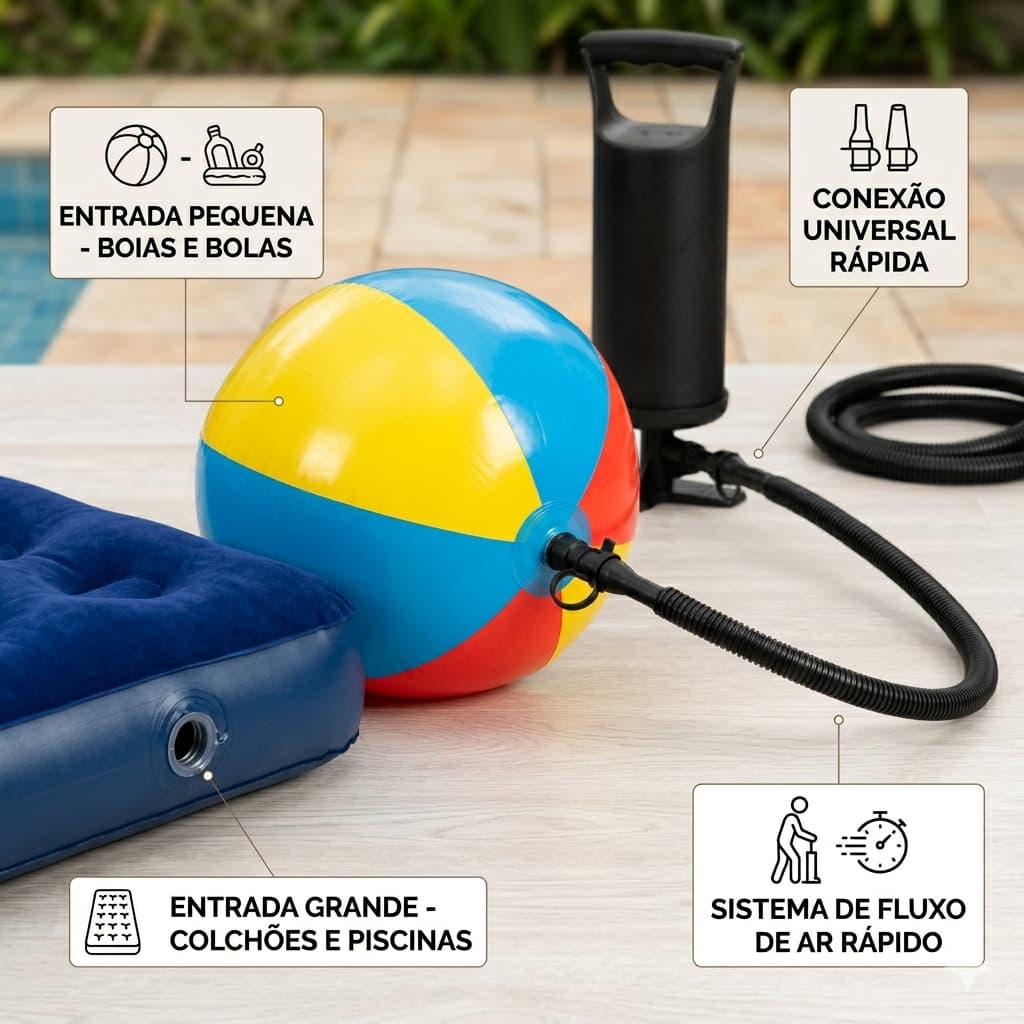 Bomba Manual Alta Pressao Inflaveis Piscina Bote Barco Camping