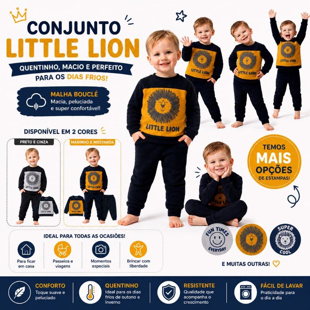 Moletom Menino 100% Peluciado Boucle. Tam Infantil 1 / 2 / 3. Inverno