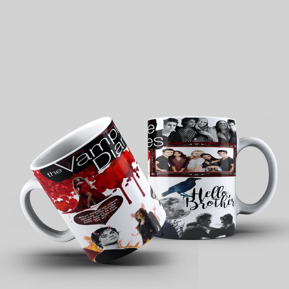 Caneca The Vampire Diaries Hello Brother Damon Stefan Elena