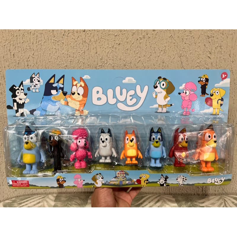 encartelado do bluey com seus amigos - cartela do cachorrinho do bluey + amigos