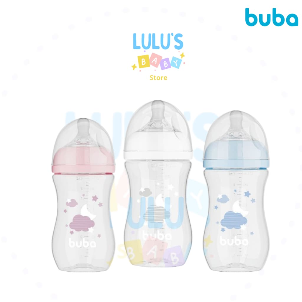 Mamadeira BUBA Easy Flow Anti-cólica 2+ 270ML  ROSA / AZUL / BRANCA - Nuvem , Bebe, Bico Fluxo Tam 2