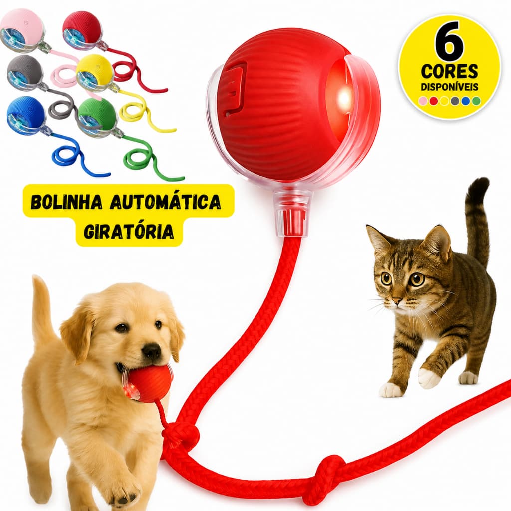 Bola Pet Rolamento Automático Mordedor Recarregável Inteligente Interativo Gato Cachorro Pets