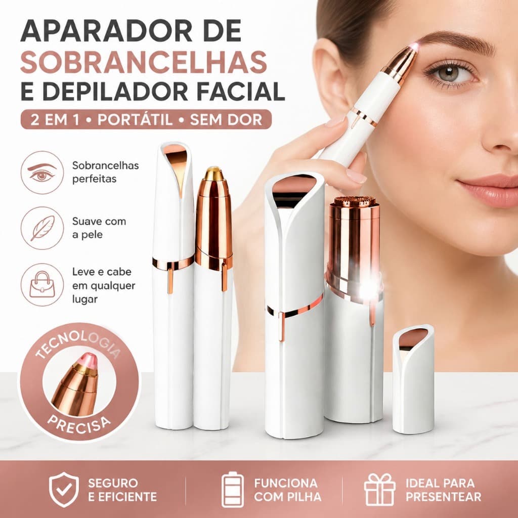 Caneta Depiladora Elétrica Indolor Batom Portátil Para Sobrancelha Buço e Rosto Feminina G23
