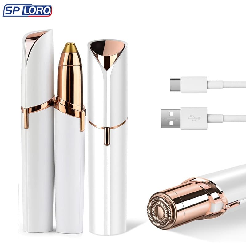 KIT Depiladora Caneta Aparadora De Sobrancelha Rosto Portátil Elétrico Recarregável XMD-02