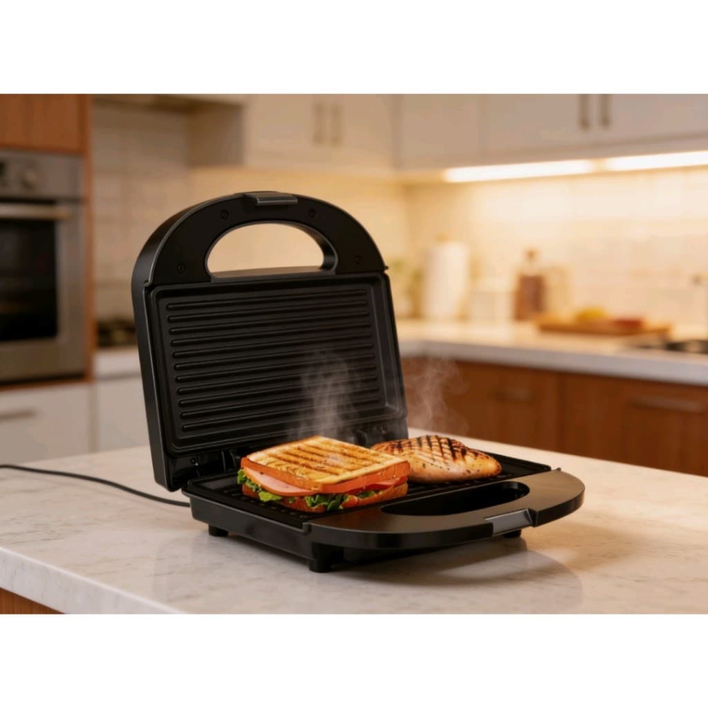 Kian Sanduicheira Grill 127V 750W Preto Antiaderente para Cozinha Moderna e Prática