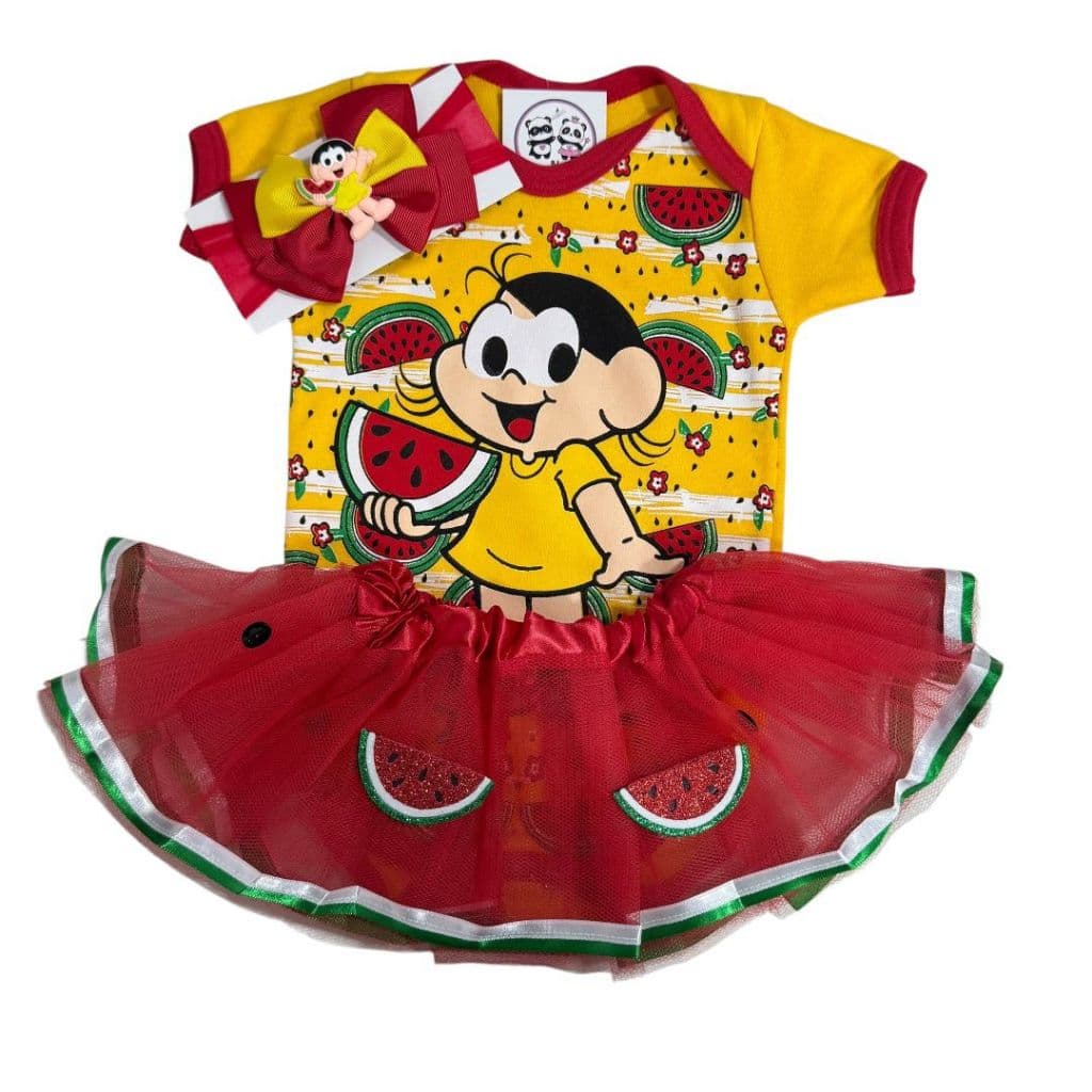 Body Bebe Menina Magali + Laço + Saia Tutu - Temático Mesversário