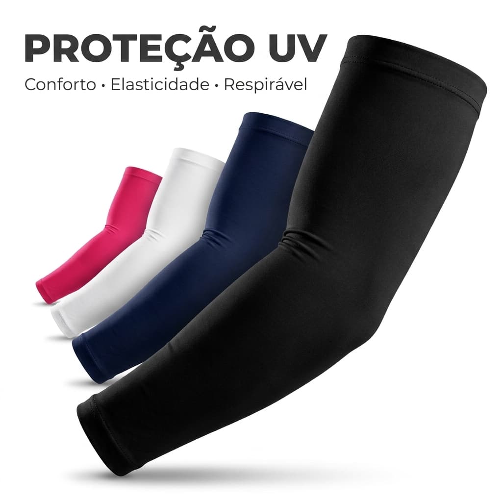 Par de Manguito Unissex Tecido Alta Elasticidade P ao GG Diversas Cores Preto Azul Rosa e Branco