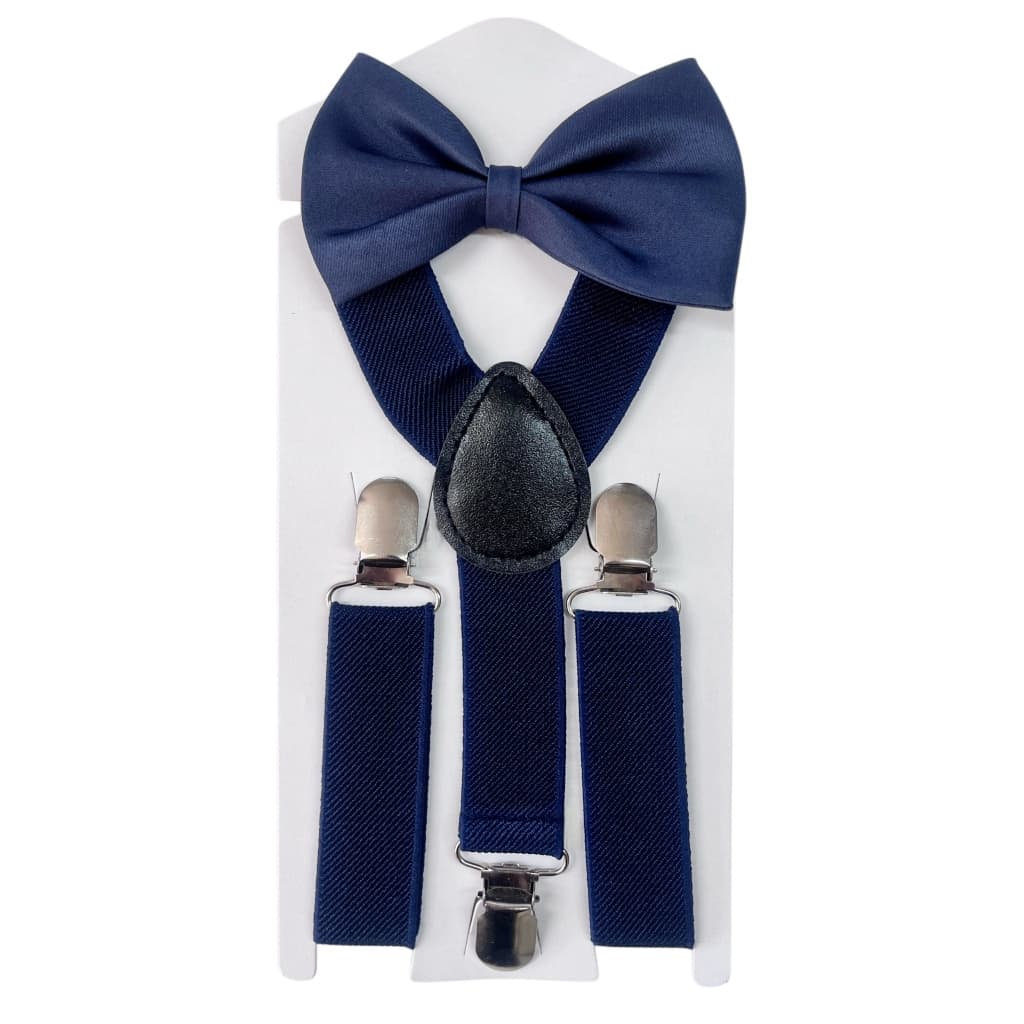 Suspensório e Gravata Borboleta Azul Marinho Infantil Criança Social Formatura Casamento Com Regulagem
