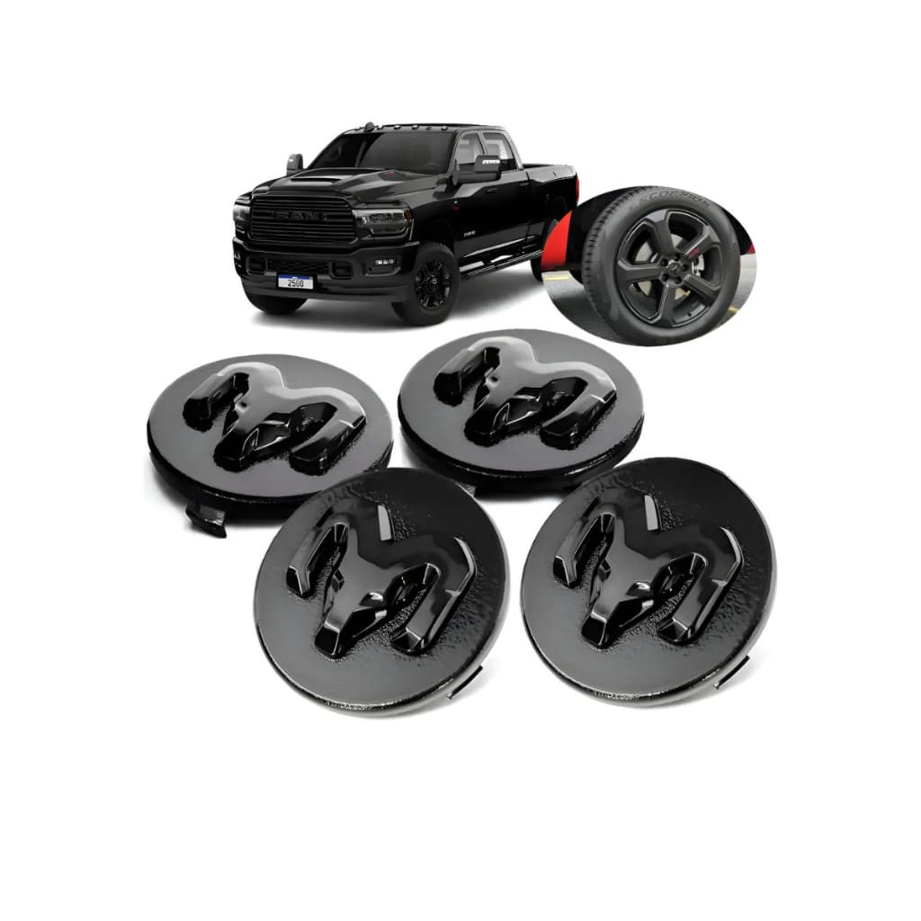 Kit 4 Calotas Central Dodge Ram Rampage Preta Original 60mm
