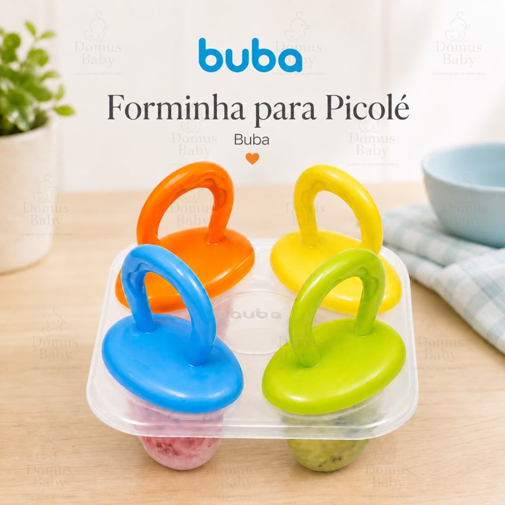 Forminha para Picolé Infantil Buba Original com 4 Moldes Coloridos