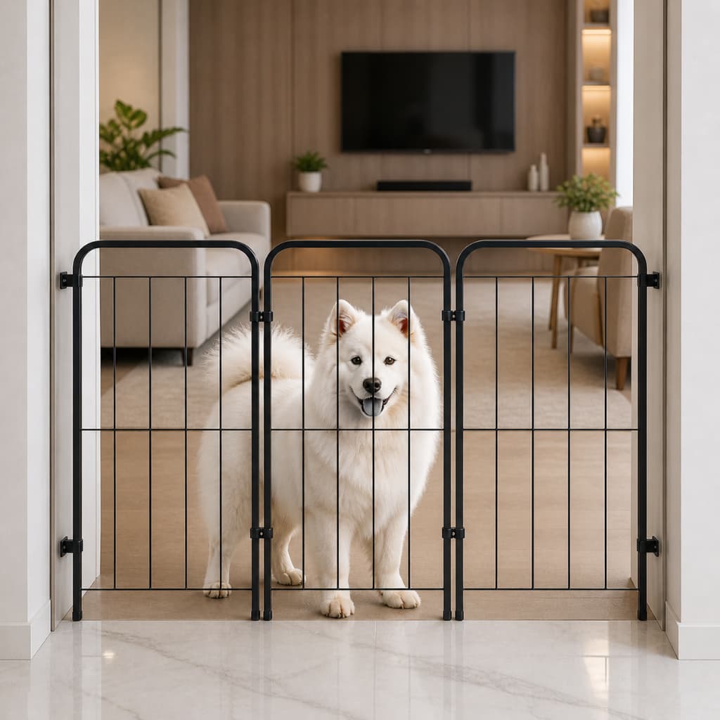 Cercado Pet 70cm Dobrável Aço Modular Para Cachorro Divisor de Ambiente Proteção Interna e Externa