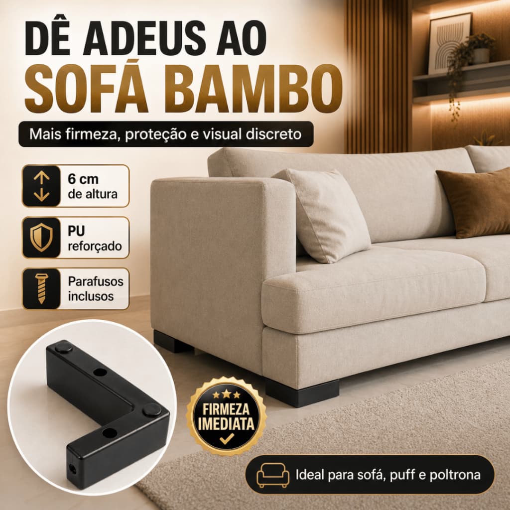 Pé De Sofá Tipo L Plástico Reforçado Para Sofá Puff E Poltrona