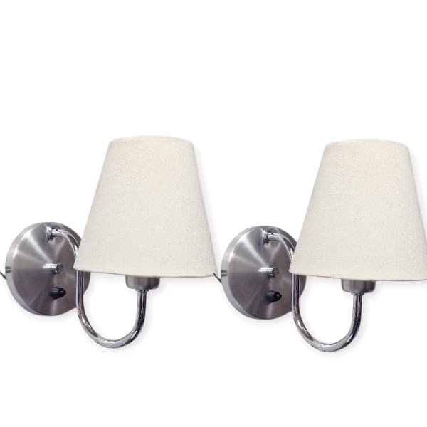 kit 2 Arandelas acabamento escovado  / Cúpula tecido branco Com Interruptor    lavabos decorativo charmoso delicado