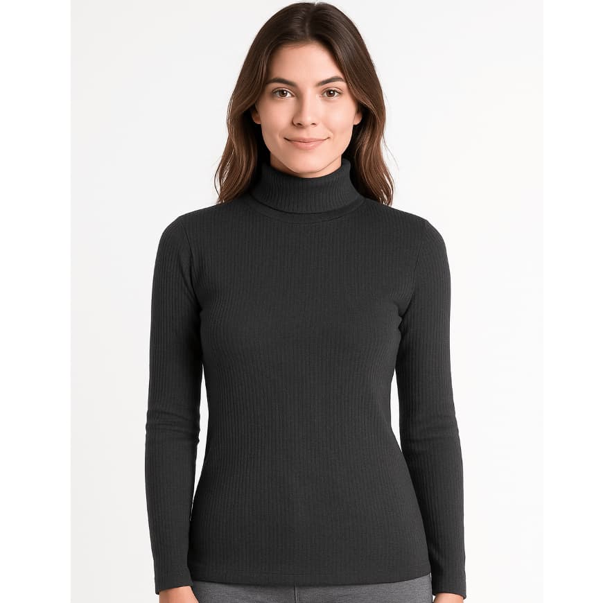 Blusa Feminina Cacharrel Microfibra Manga Longa Gola Alta Básica Elegante Confort