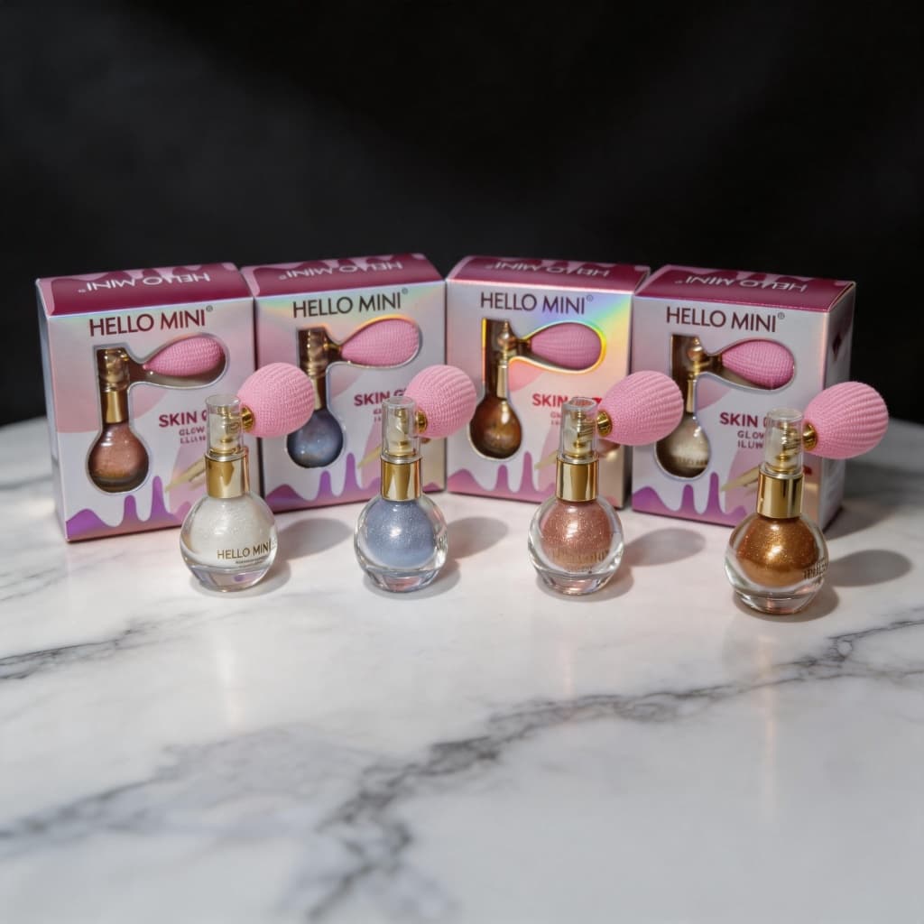 Spray para iluminador com Airbag em pó glitter Alta Brilho, para maquiagem facial e corpo
