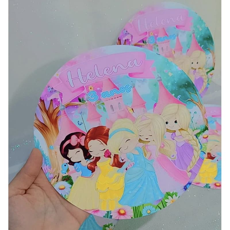 Kit 15/20/30/40/50 Sousplat para mesa de Festa Personalizado em Papel Fotográfico 230g Resistente – Princesas cute