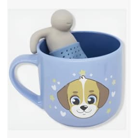Caneca Cerâmica 350ml Infusor Chá Eu Amo Dogs Azul Zonacriativa