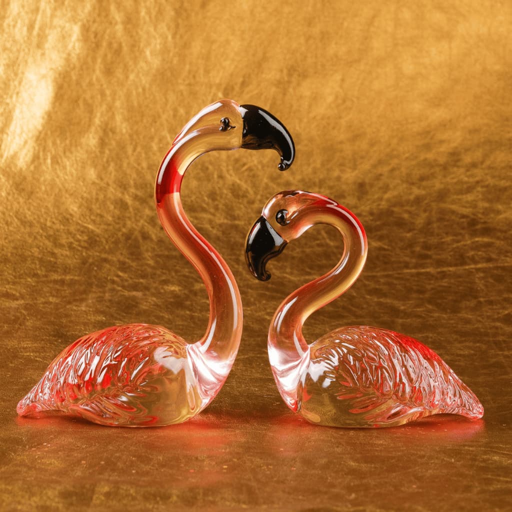 Arquétipo Flamingos Cristal de Vidro Casal Dupla Enfeite Amor Decoração Estatueta Autoestima Atração