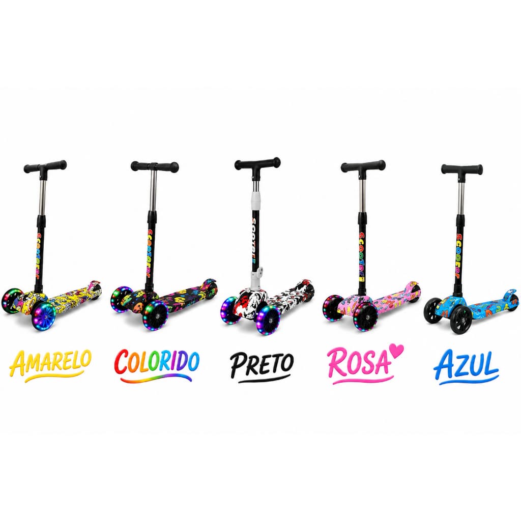 Patinete Infantil 3 Rodas com Led