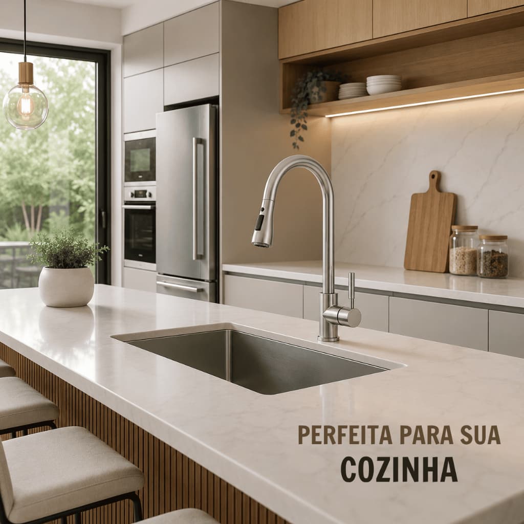 Torneira Misturador Inox Pia Cozinha Moderna ZawaTech