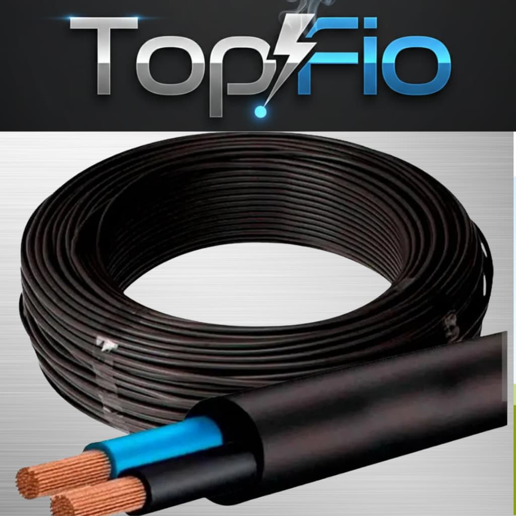 Cabo PP 2,5mm 100m Flexível Bipolar Preto P/ Instalações