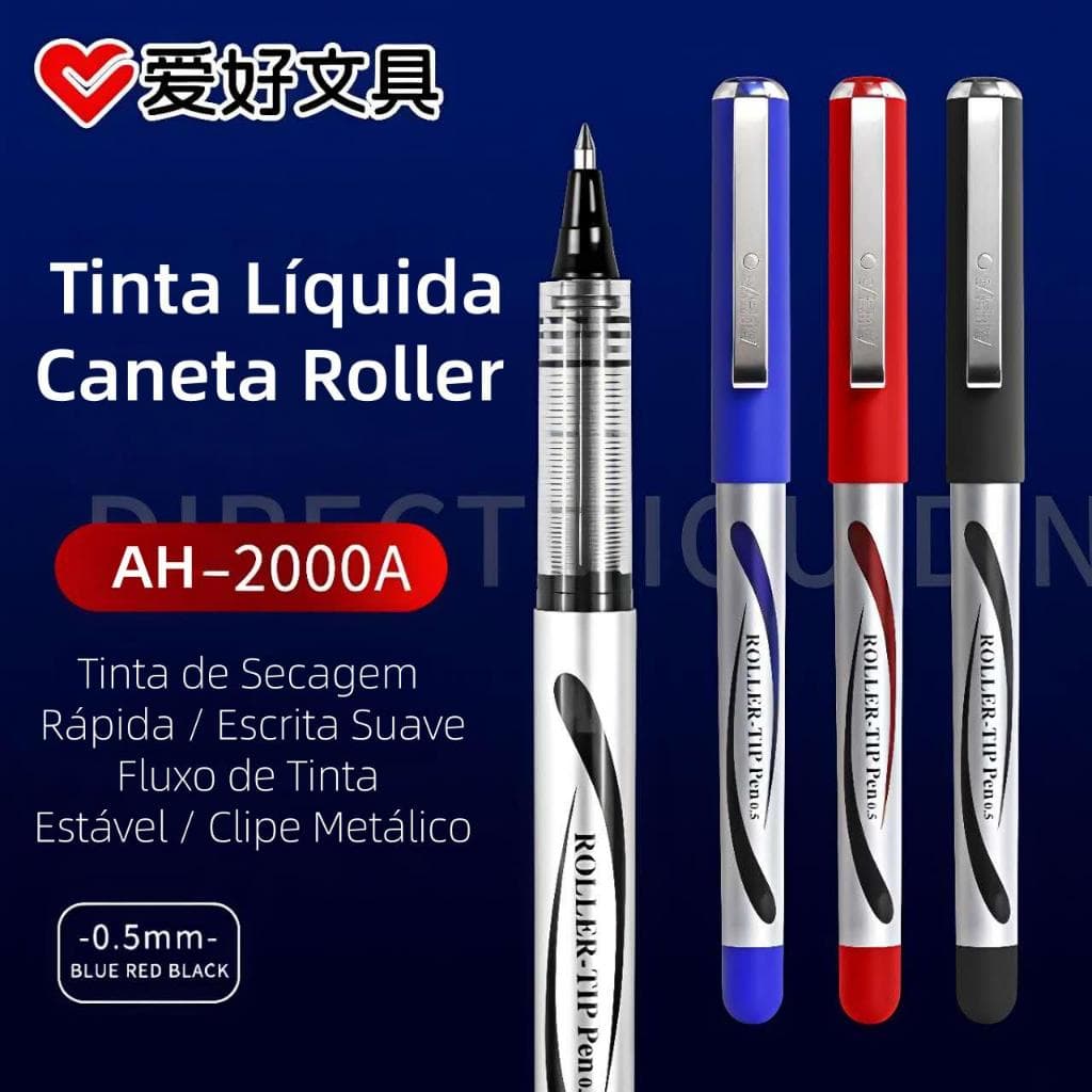 Caneta Roller Tip Pen 0,5mm Profissional – Tinta Líquida, Escrita Suave e Precisa