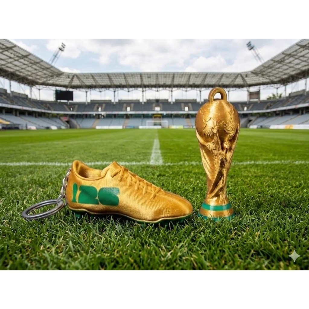 kit Chaveiro Taça Estilo Troféu + chuteira – Detalhado e Exclusivo