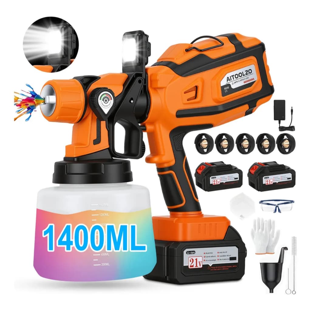 Pistola De Pintura Pulverizadora Elétrica 1400ml Aitoolzo