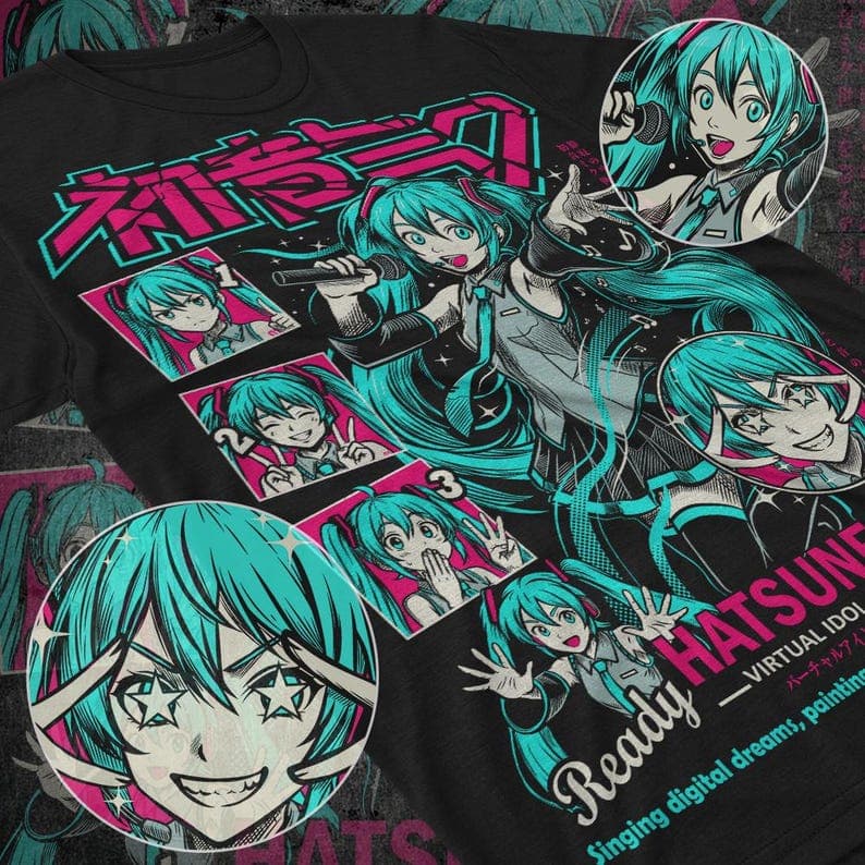 Camiseta Basica e OVERSIZED Hatsune Miku CV01 Vocalista Anime Carton Graphic Unissex