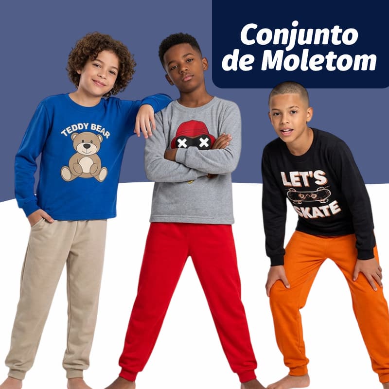 Kit 2 Conjuntos Moletom Infantil Menino Inverno Masculino Peluciado Quentinho 1 A 14 Anos 4 Peças