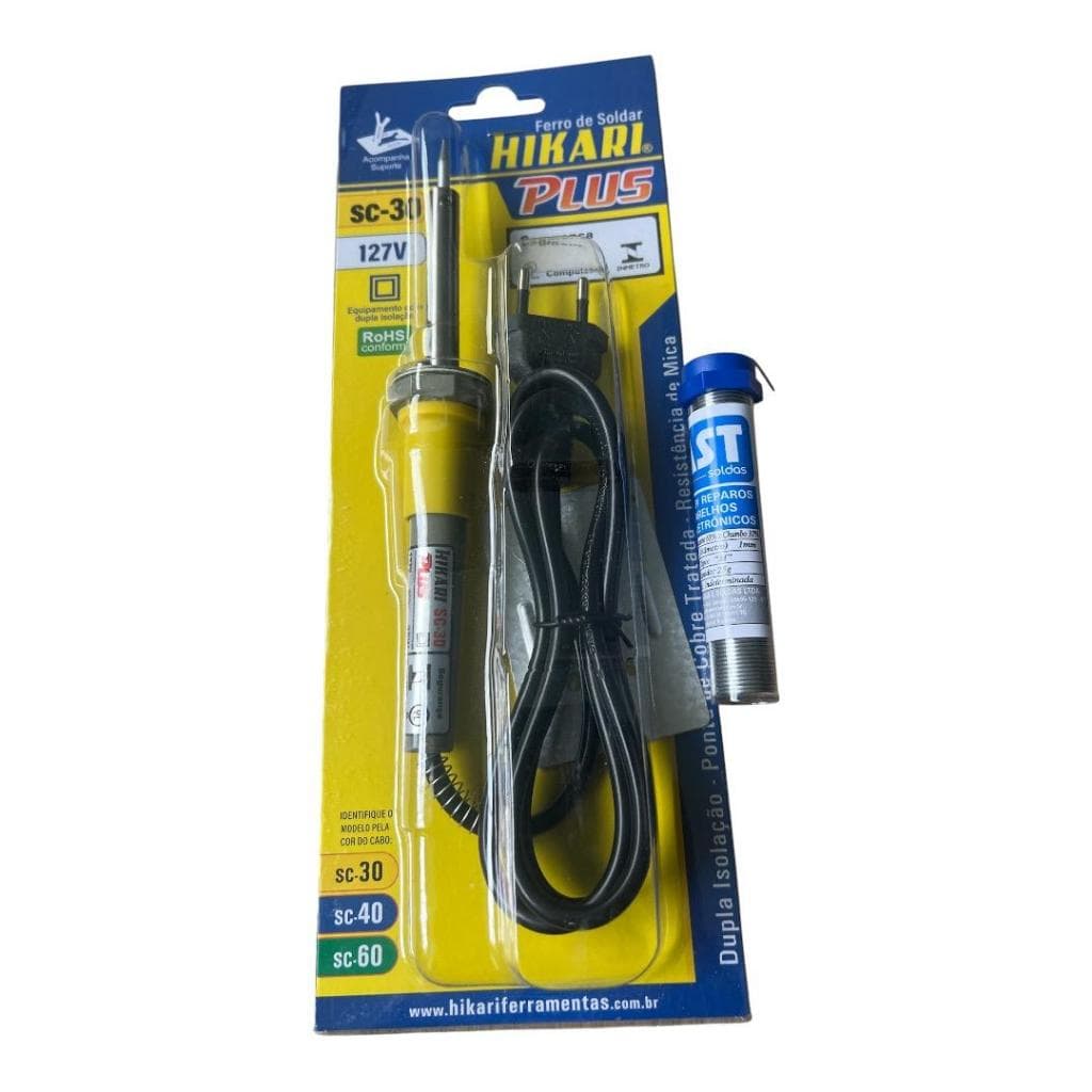 Kit Solda: Ferro de Solda 127V + Tubinho 25g