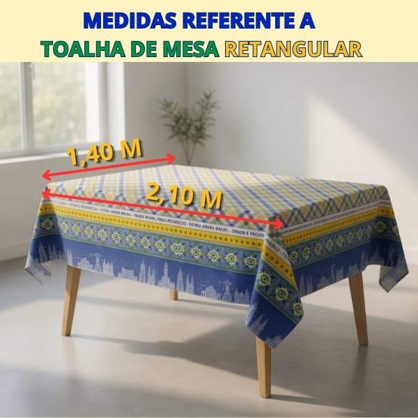 Toalha Plástica Térmica de Mesa 6 Lugares 2,00x1,40m - Impermeável e Fácil de Limpar Modelo Copa do Mundo