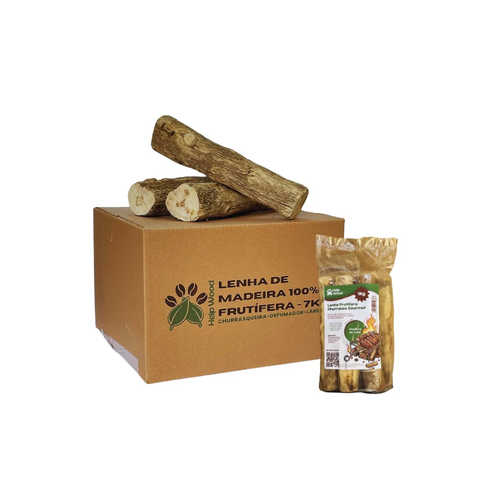 Lenha  Frutifera Café para Churrasco Alta Defumação Gourmet 1KG - 7KG