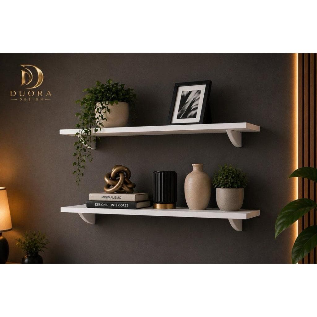 KIT 2 Prateleiras 100% MDF Multiuso com Suporte Bico de Tucano Branca