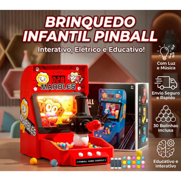 Brinquedo Infantil Pinball com Luz e Música 30 Bolinhas Mesa de Jogo Educativo Interativo Entrega Imediata