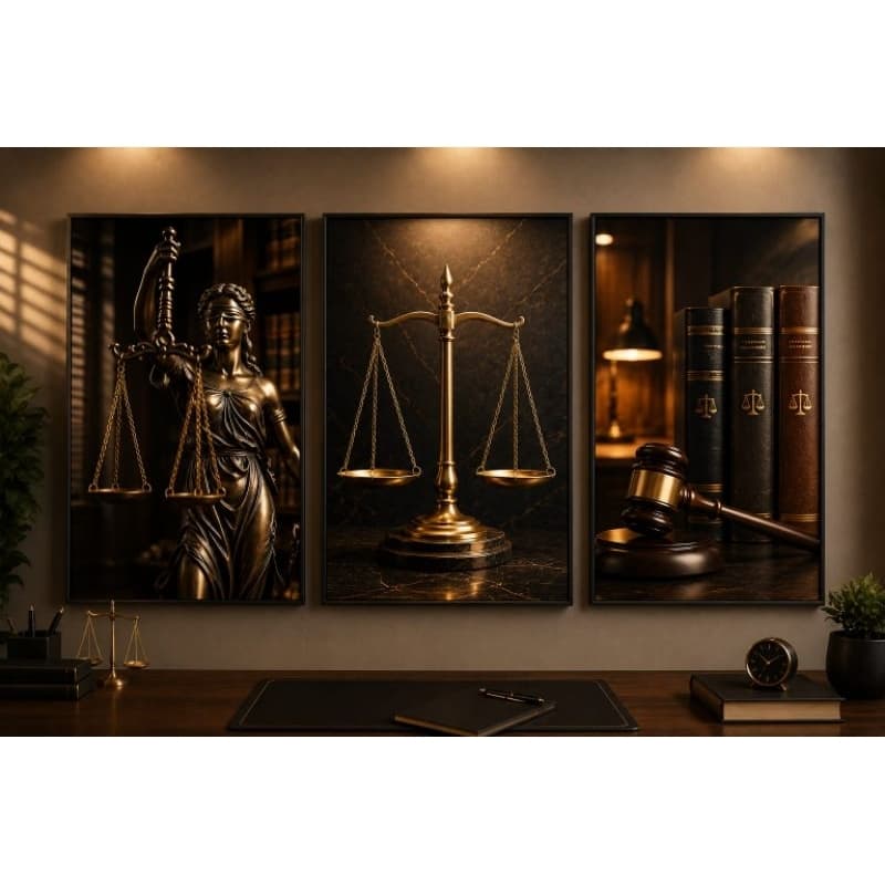 Quadro decorativo 3 peças Advocacia direito justiça