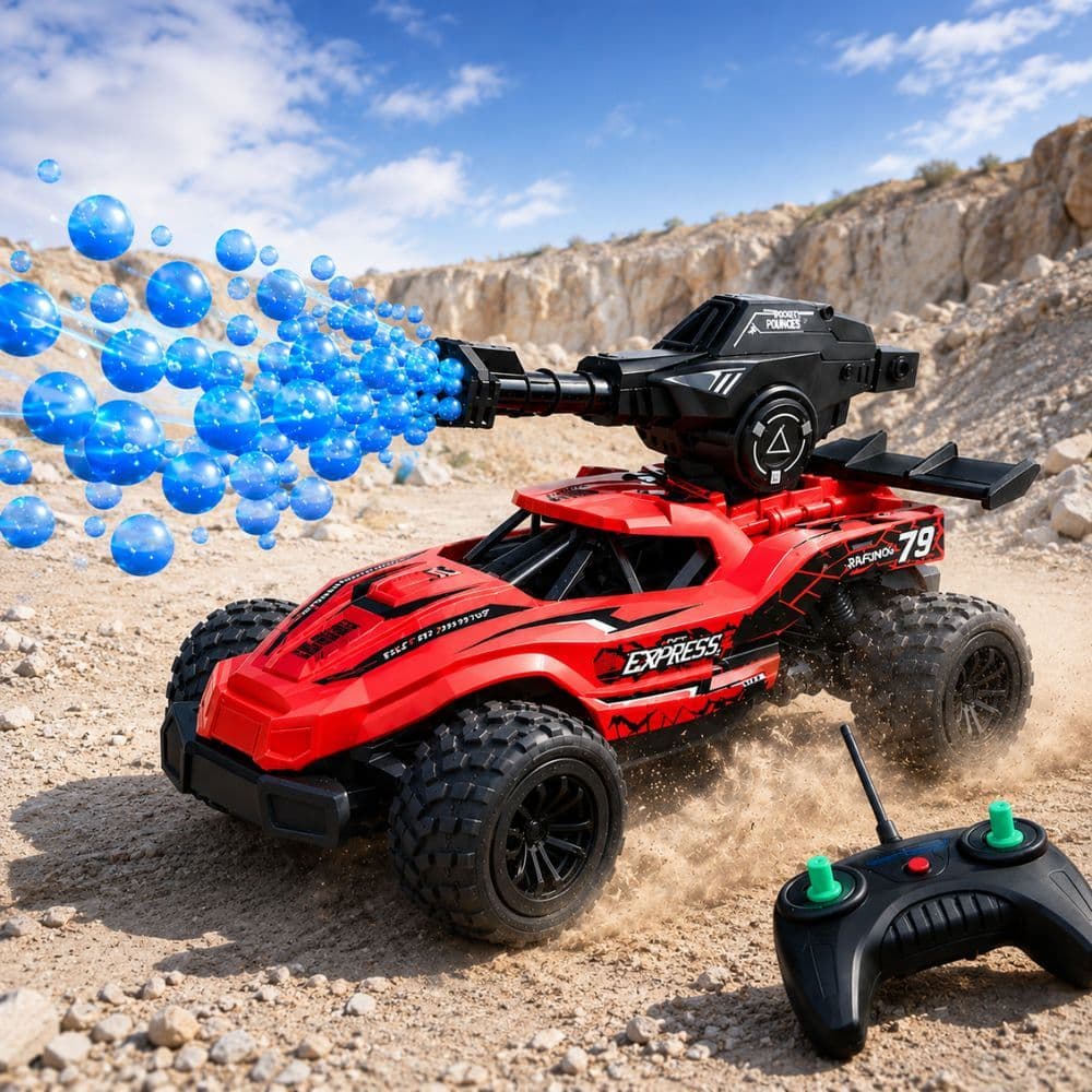Carrinho Controle Remoto Lançador Bolinha Gel Off Road Brinquedo Infantil Recarregável