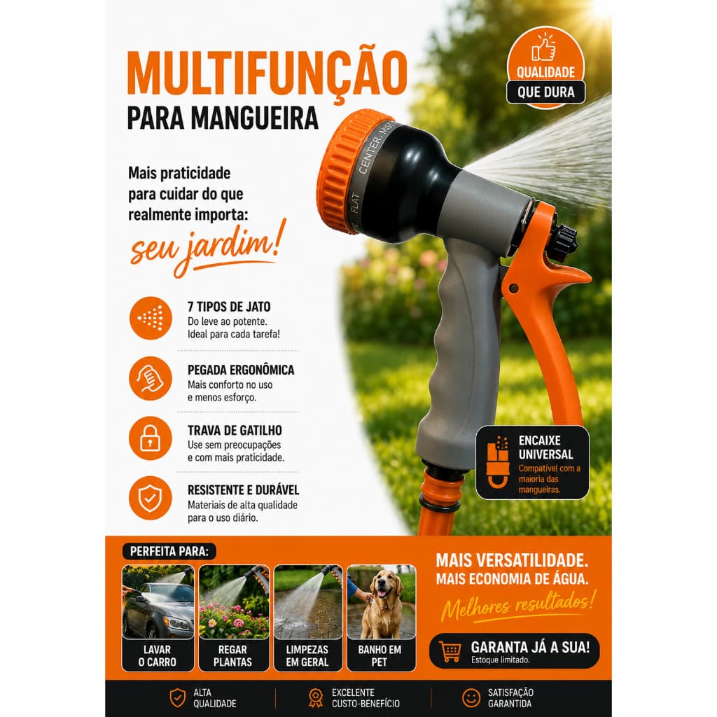 JET HIDROPISTOLA KERS Esguicho Mangueira Múltiplos Tipos De Jato